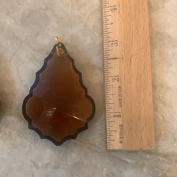 3 Amber Scalloped Vintage Prisms - Picture 2 of 2